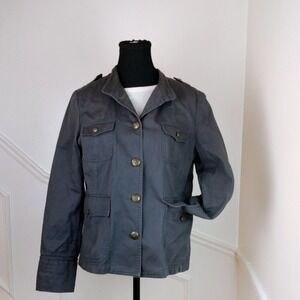 BDG Cotton Twill Military Field Spring Jacket Large Gray Crest Button Utility